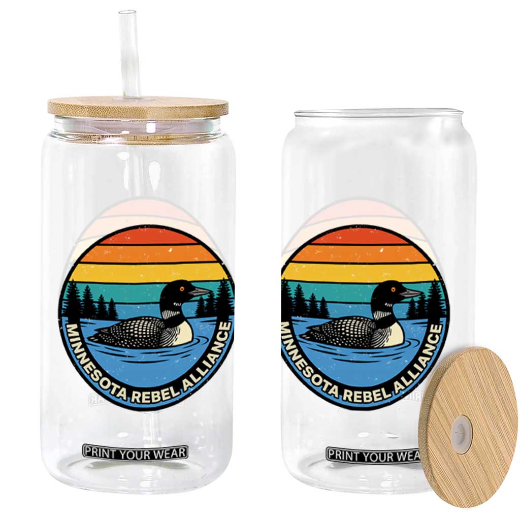 Minnesota Rebel Alliance Vintage Retro Sunset Loon Glass Can TS02 Print Your Wear