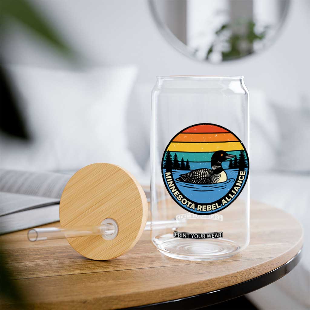 Minnesota Rebel Alliance Vintage Retro Sunset Loon Glass Can TS02 Print Your Wear