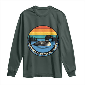 Minnesota Rebel Alliance Vintage Retro Sunset Loon Long Sleeve Shirt TS02 Dark Forest Green Print Your Wear