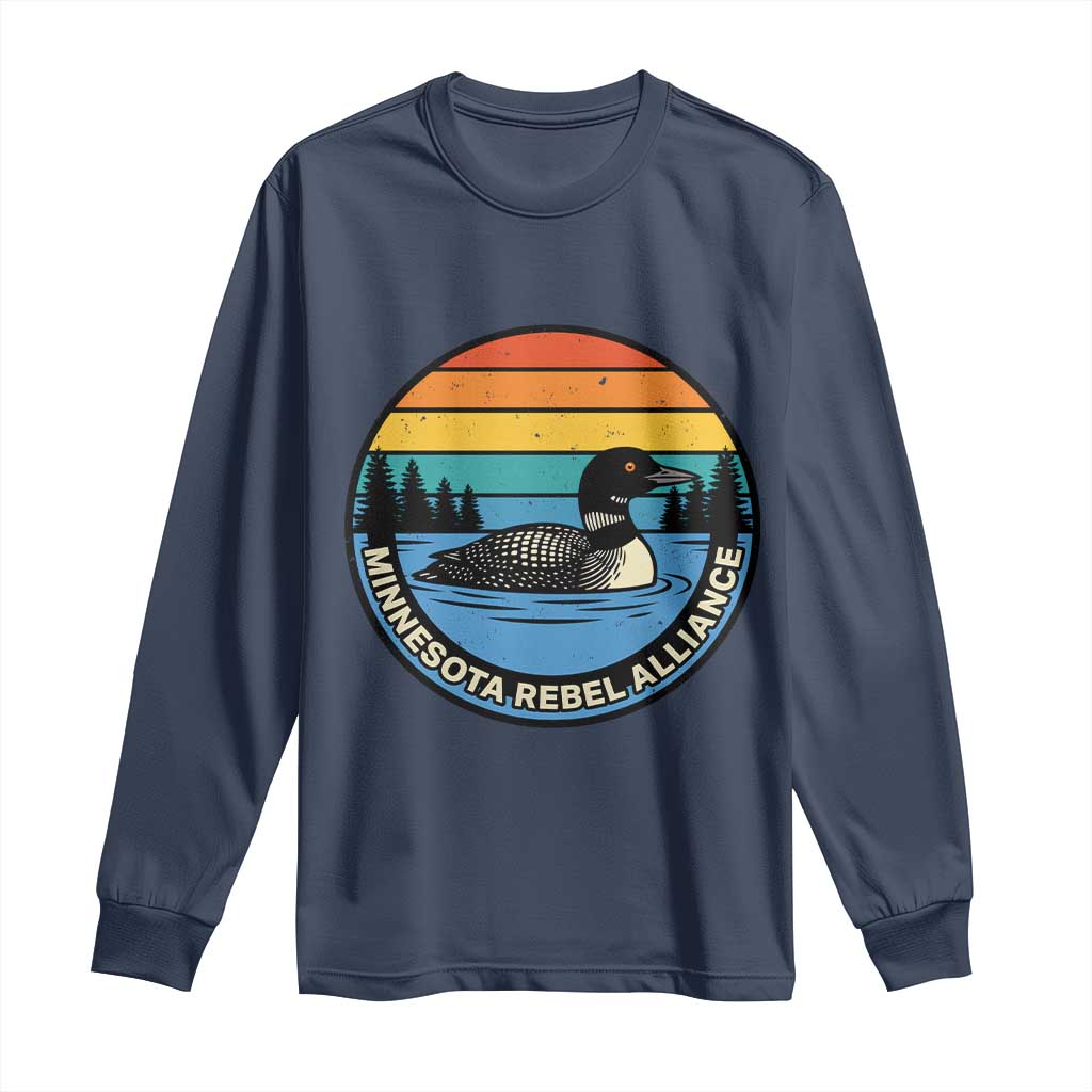 Minnesota Rebel Alliance Vintage Retro Sunset Loon Long Sleeve Shirt TS02 Navy Print Your Wear