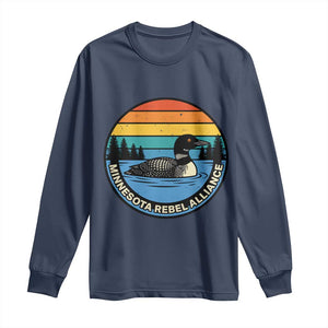 Minnesota Rebel Alliance Vintage Retro Sunset Loon Long Sleeve Shirt TS02 Navy Print Your Wear