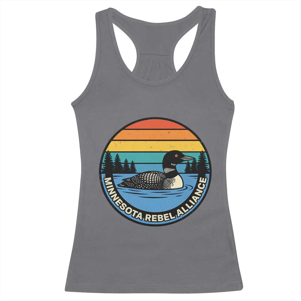 Minnesota Rebel Alliance Vintage Retro Sunset Loon Racerback Tank Top TS02 Charcoal Print Your Wear