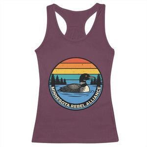 Minnesota Rebel Alliance Vintage Retro Sunset Loon Racerback Tank Top TS02 Maroon Print Your Wear