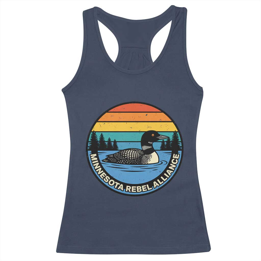 Minnesota Rebel Alliance Vintage Retro Sunset Loon Racerback Tank Top TS02 Navy Print Your Wear