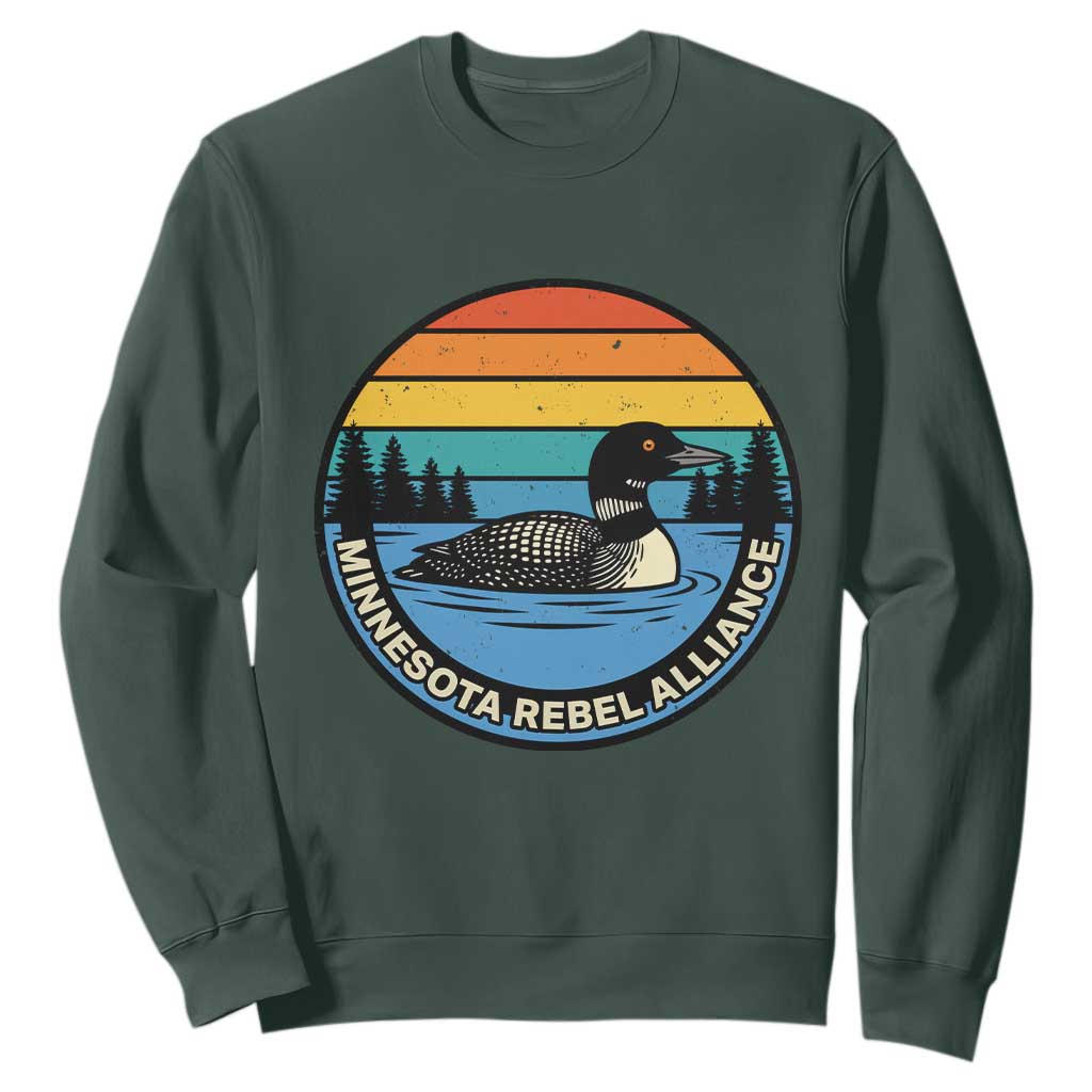 Minnesota Rebel Alliance Vintage Retro Sunset Loon Sweatshirt TS02 Dark Forest Green Print Your Wear