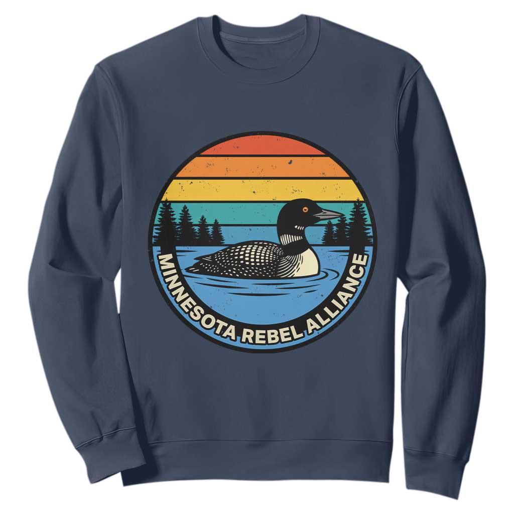 Minnesota Rebel Alliance Vintage Retro Sunset Loon Sweatshirt TS02 Navy Print Your Wear