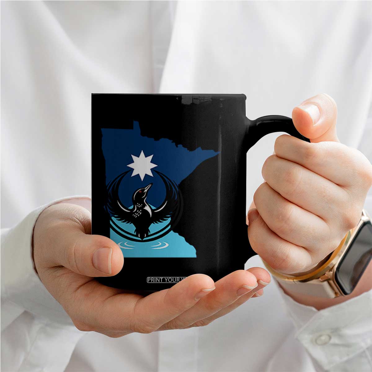 Minnesota Loon Rising Coffee Mug Star Emblem MN State Flag Pride TS02 Print Your Wear