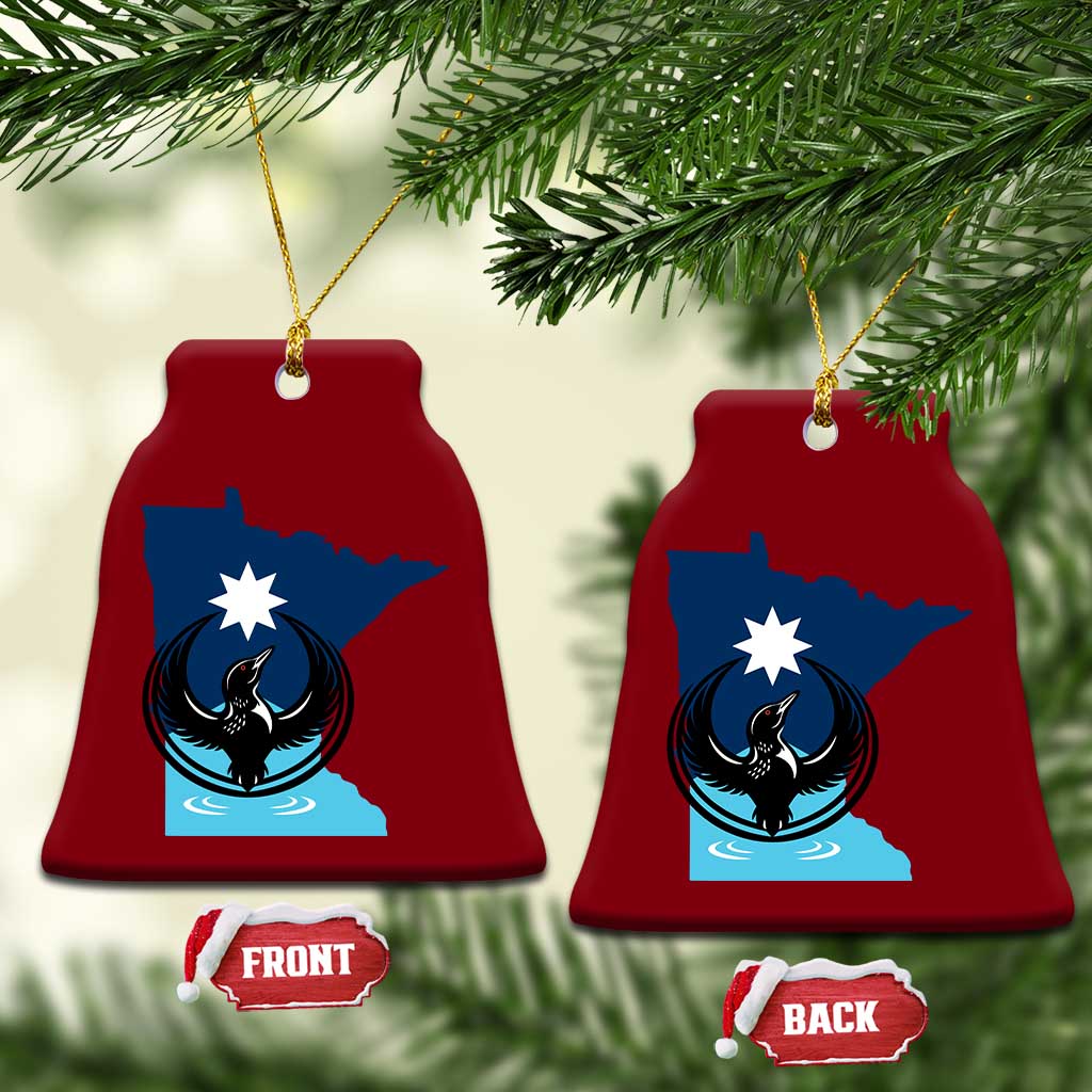 Minnesota Loon Rising Ceramic Ornament Star Emblem MN State Flag Pride TS02 Print Your Wear