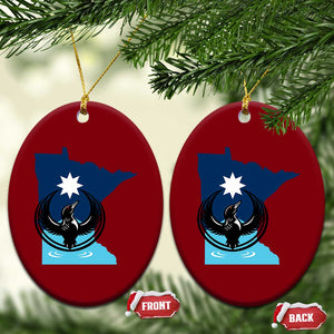 Minnesota Loon Rising Ceramic Ornament Star Emblem MN State Flag Pride TS02 Print Your Wear