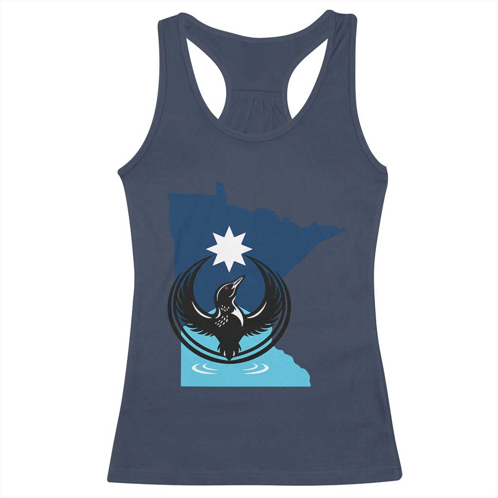 Minnesota Loon Rising Racerback Tank Top Star Emblem MN State Flag Pride TS02 Navy Print Your Wear