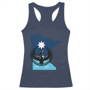 Minnesota Loon Rising Racerback Tank Top Star Emblem MN State Flag Pride TS02 Navy Print Your Wear