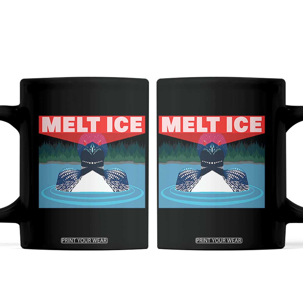 Melt Ice Red Eye Laser Loon Coffee Mug Political Resistance Minnesota Protest TS02 Black Print Your Wear