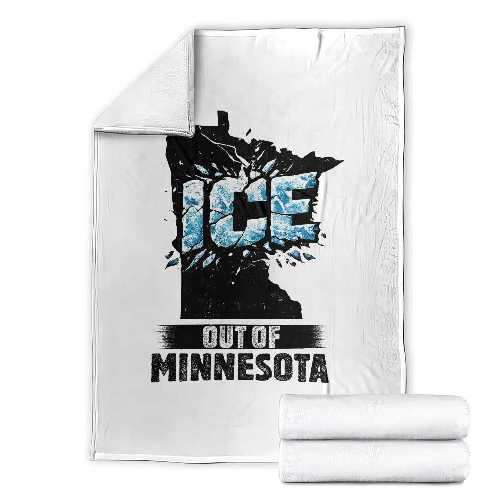 Ice Out of Minnesota Throw Blanket MN State Map Abolish Ice Protest TS02 White Print Your Wear
