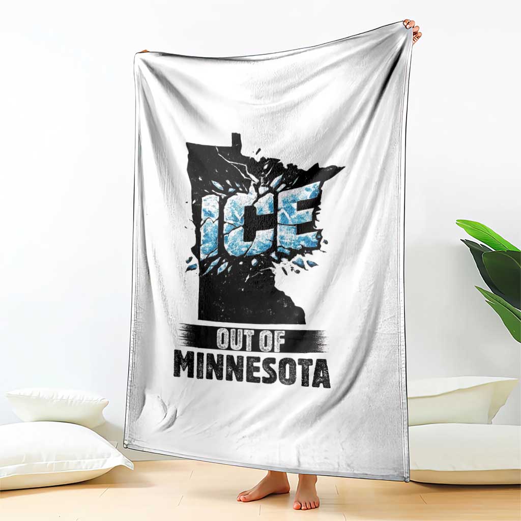 Ice Out of Minnesota Throw Blanket MN State Map Abolish Ice Protest TS02 Print Your Wear