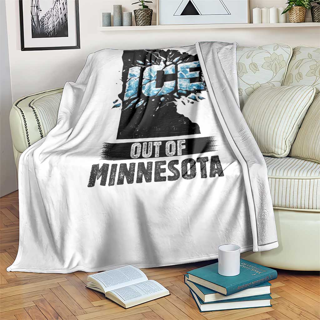 Ice Out of Minnesota Throw Blanket MN State Map Abolish Ice Protest TS02 Print Your Wear