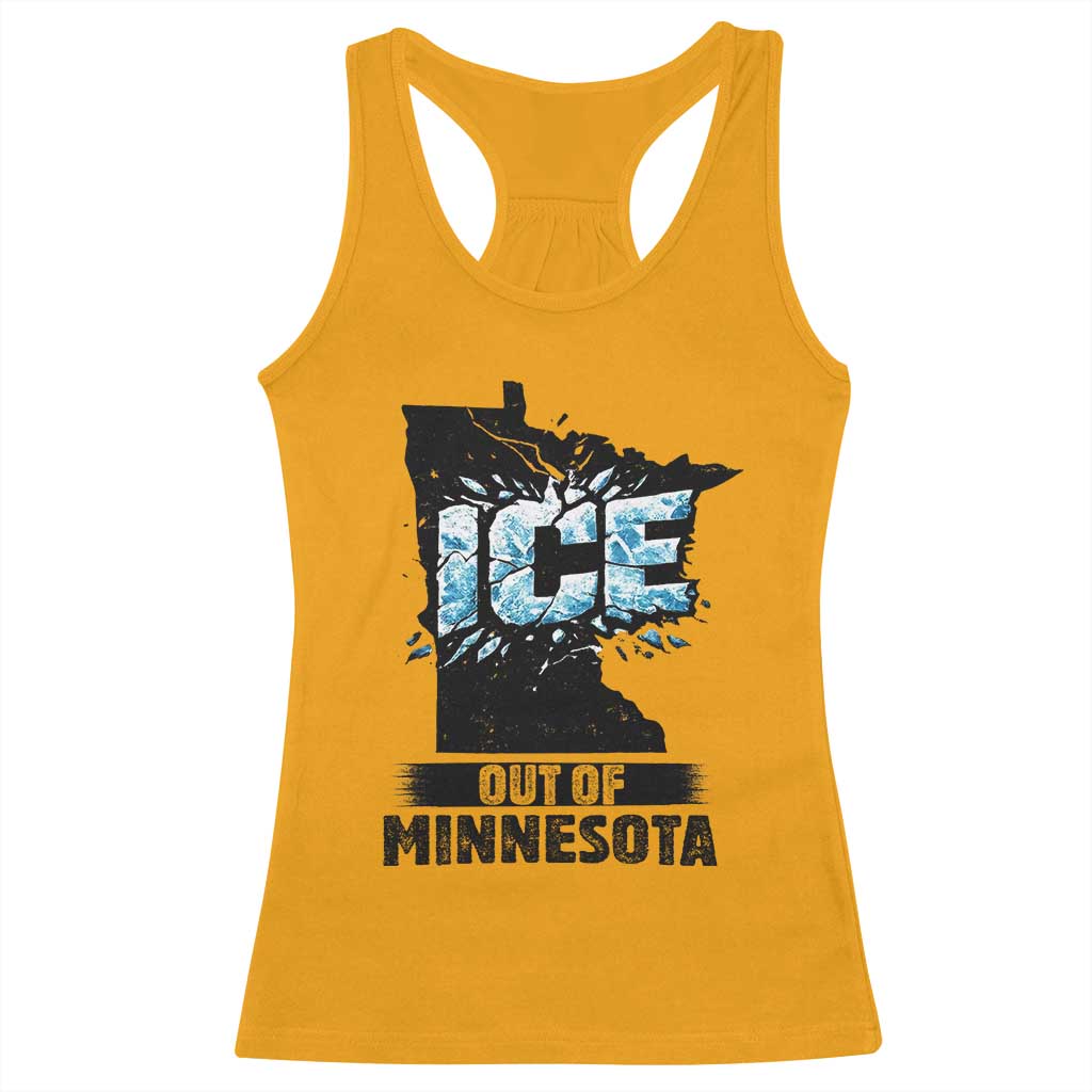 Ice Out of Minnesota Racerback Tank Top MN State Map Abolish Ice Protest TS02 Gold Print Your Wear