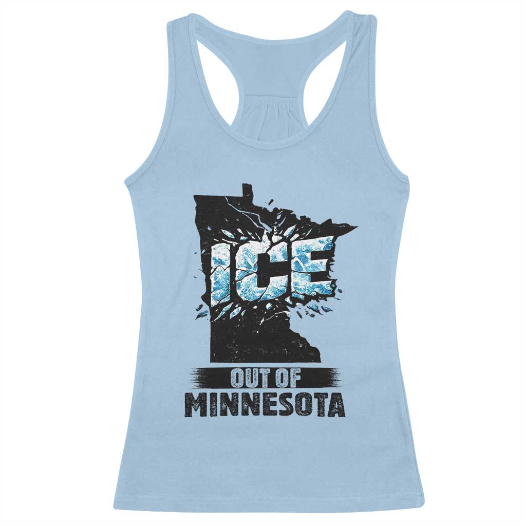 Ice Out of Minnesota Racerback Tank Top MN State Map Abolish Ice Protest TS02 Light Blue Print Your Wear