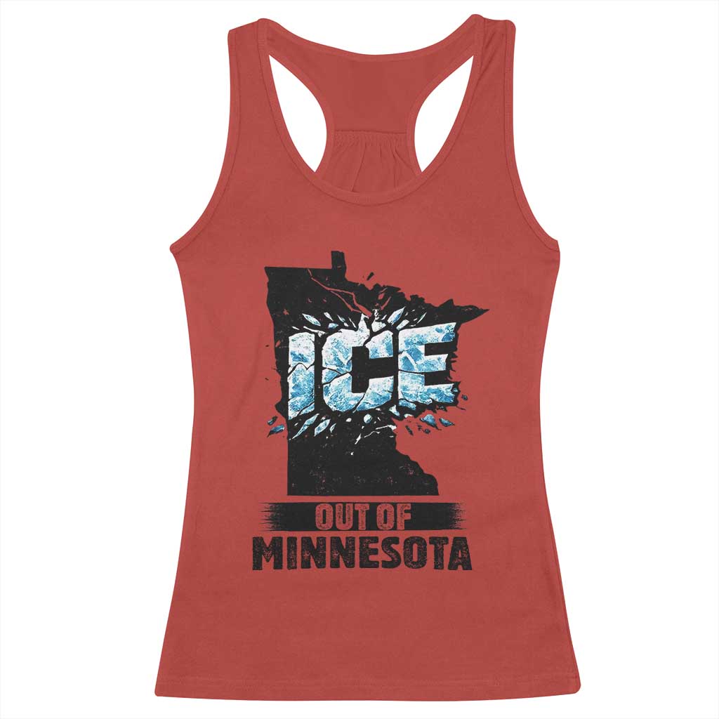 Ice Out of Minnesota Racerback Tank Top MN State Map Abolish Ice Protest TS02 Red Print Your Wear