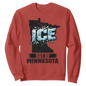 Ice Out of Minnesota Sweatshirt MN State Map Abolish Ice Protest TS02 Red Print Your Wear