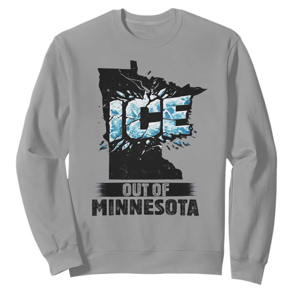 Ice Out of Minnesota Sweatshirt MN State Map Abolish Ice Protest TS02 Sport Gray Print Your Wear