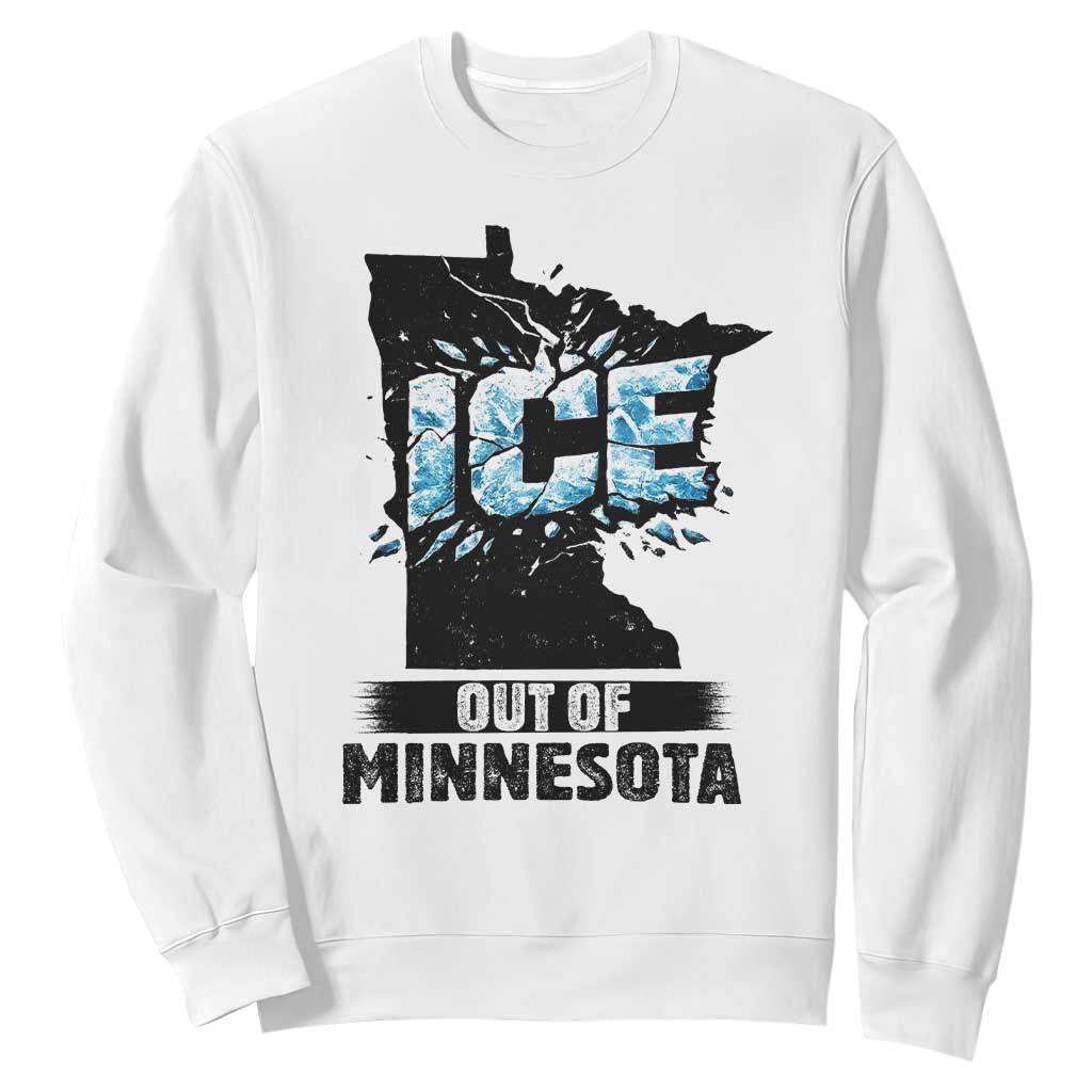 Ice Out of Minnesota Sweatshirt MN State Map Abolish Ice Protest TS02 White Print Your Wear
