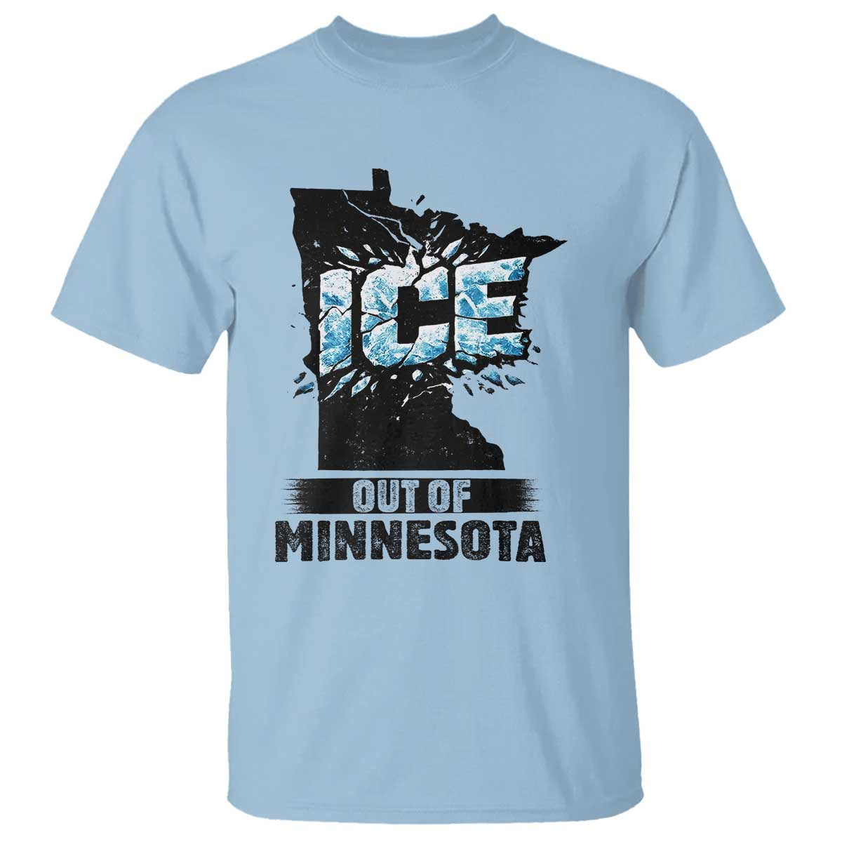 Ice Out of Minnesota T Shirt MN State Map Abolish Ice Protest TS02 Light Blue Print Your Wear