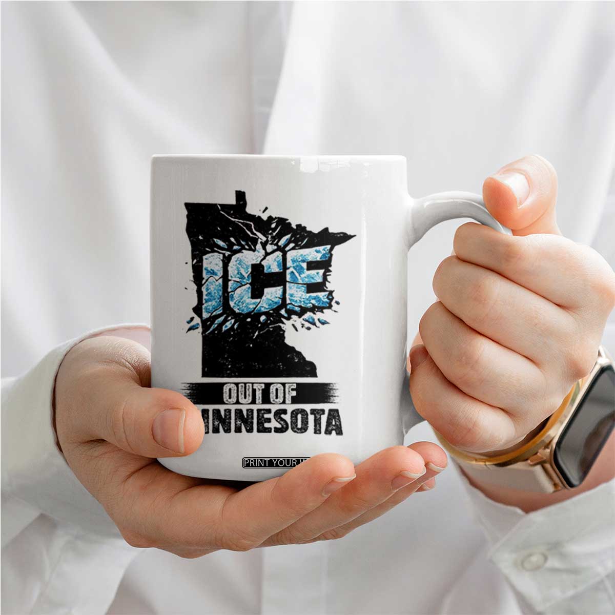Ice Out of Minnesota Coffee Mug MN State Map Abolish Ice Protest TS02 Print Your Wear