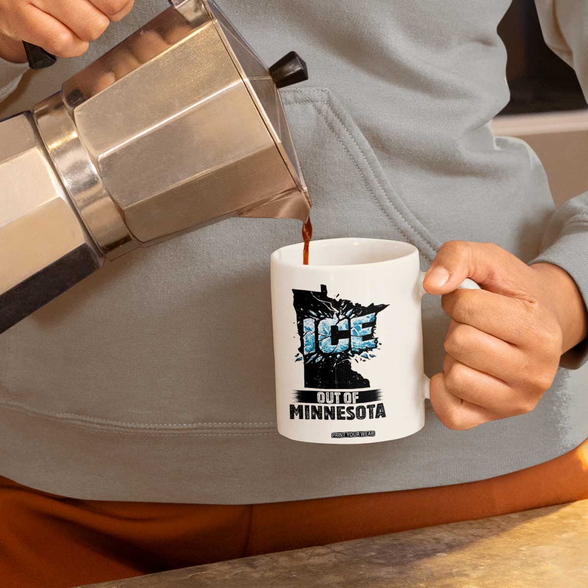 Ice Out of Minnesota Coffee Mug MN State Map Abolish Ice Protest TS02 Print Your Wear