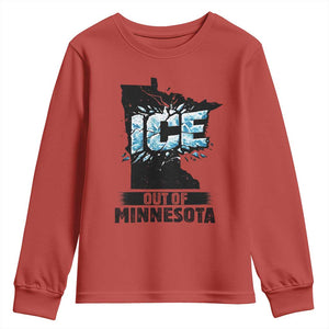 Ice Out of Minnesota Youth Sweatshirt MN State Map Abolish Ice Protest TS02 Red Print Your Wear