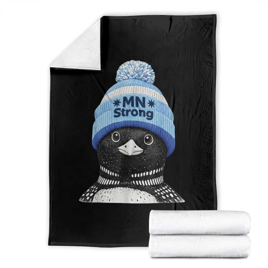 MN Strong Winter Loon with Blue Beanie Throw Blanket Stand with Minnesota Justice Protest TS02 Black Print Your Wear