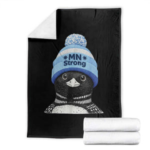 MN Strong Winter Loon with Blue Beanie Throw Blanket Stand with Minnesota Justice Protest TS02 Black Print Your Wear