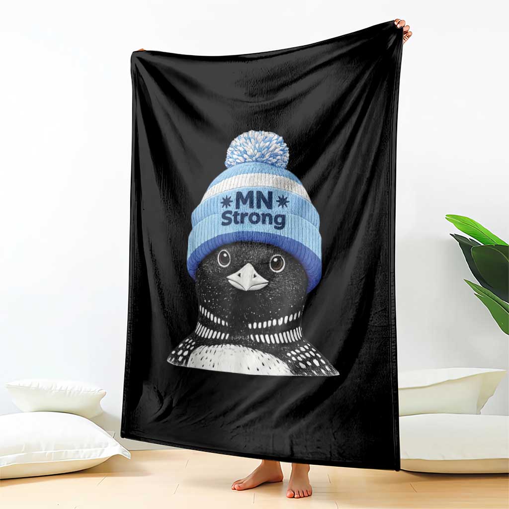 MN Strong Winter Loon with Blue Beanie Throw Blanket Stand with Minnesota Justice Protest TS02 Print Your Wear