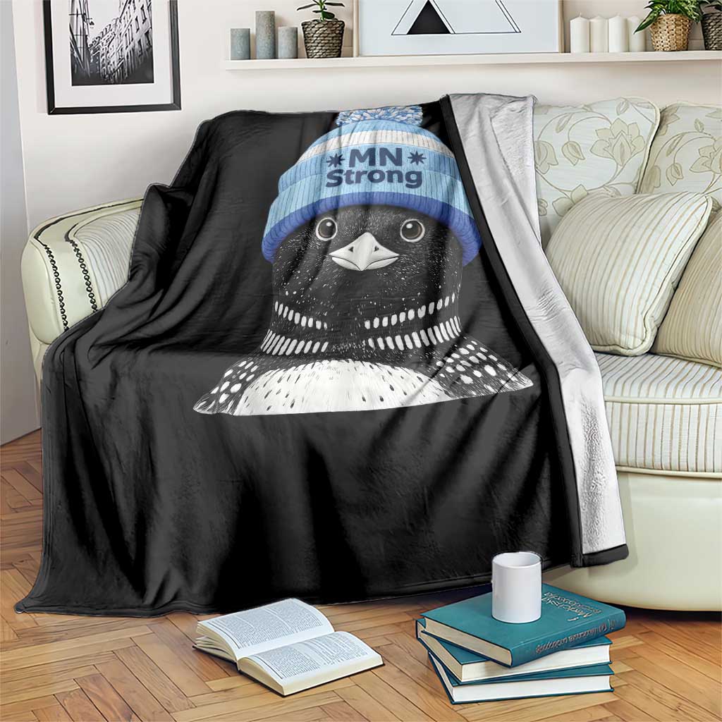 MN Strong Winter Loon with Blue Beanie Throw Blanket Stand with Minnesota Justice Protest TS02 Print Your Wear