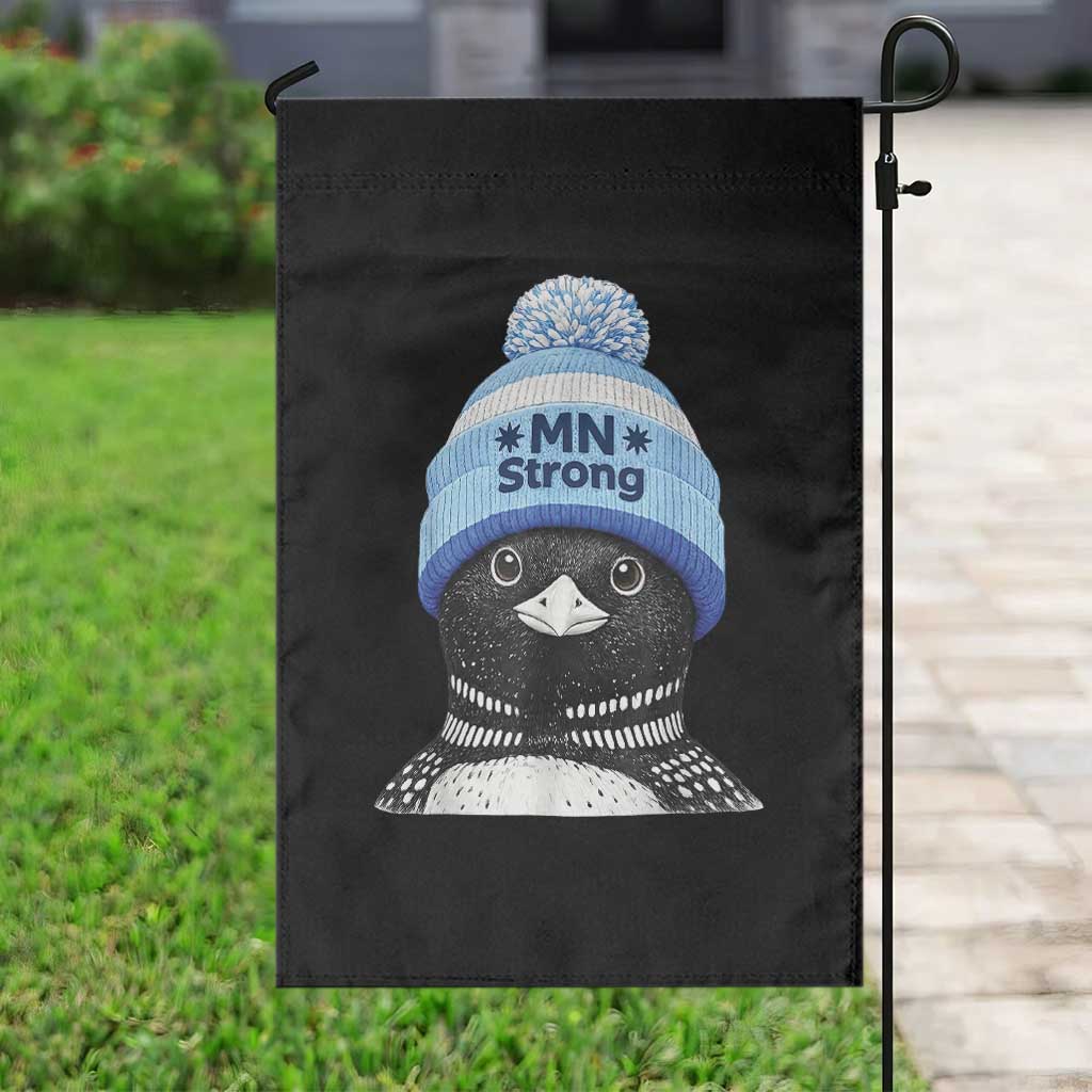 MN Strong Winter Loon with Blue Beanie Garden Flag Stand with Minnesota Justice Protest TS02 Print Your Wear