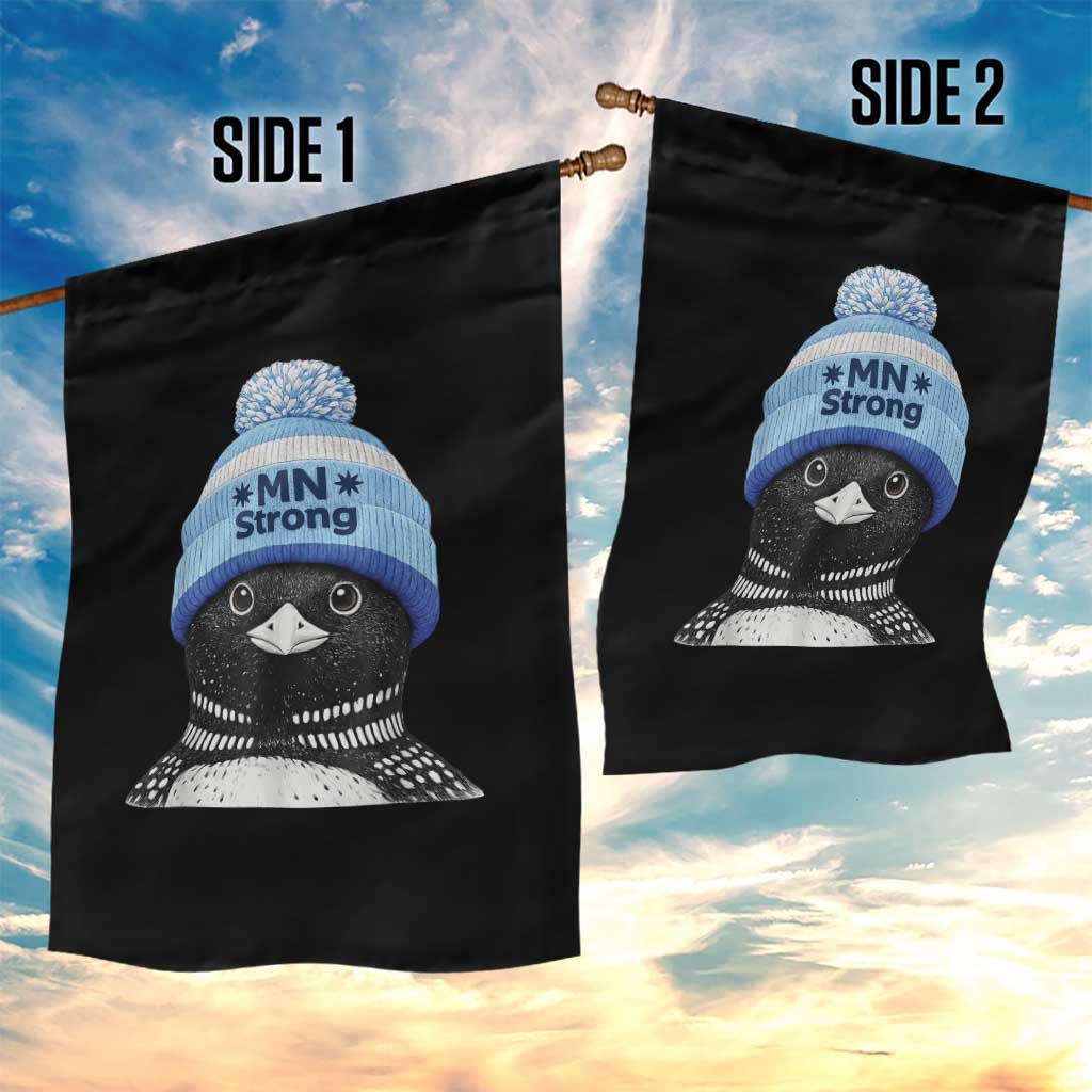MN Strong Winter Loon with Blue Beanie Garden Flag Stand with Minnesota Justice Protest TS02 Print Your Wear