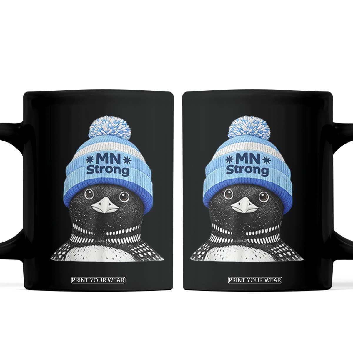 MN Strong Winter Loon with Blue Beanie Coffee Mug Stand with Minnesota Justice Protest TS02 Black Print Your Wear