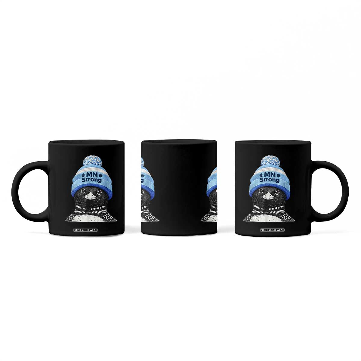 MN Strong Winter Loon with Blue Beanie Coffee Mug Stand with Minnesota Justice Protest TS02 Print Your Wear