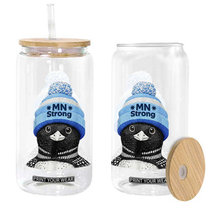 MN Strong Winter Loon with Blue Beanie Glass Can Stand with Minnesota Justice Protest TS02 Print Your Wear