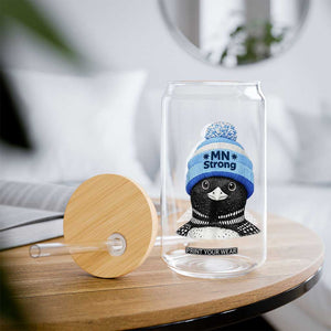 MN Strong Winter Loon with Blue Beanie Glass Can Stand with Minnesota Justice Protest TS02 Print Your Wear