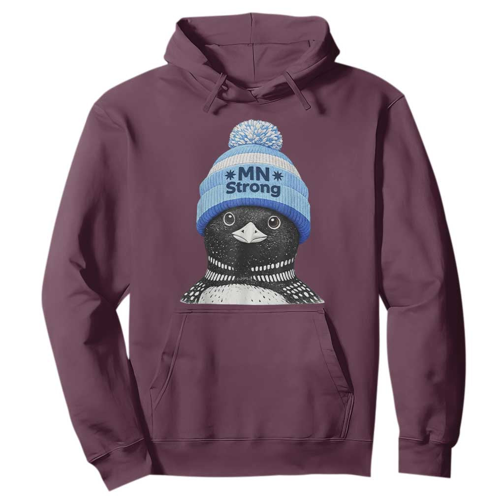 MN Strong Winter Loon with Blue Beanie Hoodie Stand with Minnesota Justice Protest TS02 Maroon Print Your Wear