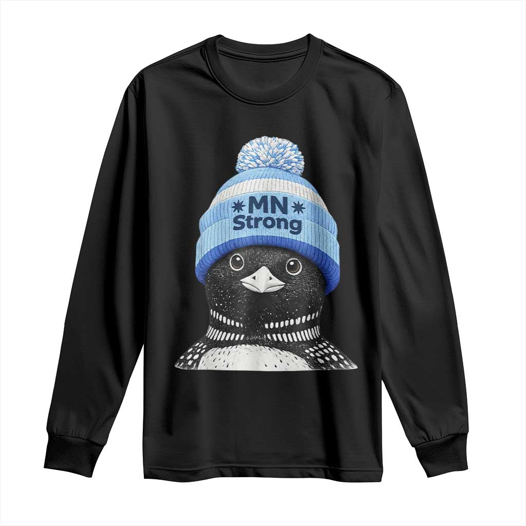 MN Strong Winter Loon with Blue Beanie Long Sleeve Shirt Stand with Minnesota Justice Protest TS02 Black Print Your Wear