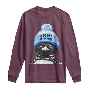 MN Strong Winter Loon with Blue Beanie Long Sleeve Shirt Stand with Minnesota Justice Protest TS02 Maroon Print Your Wear