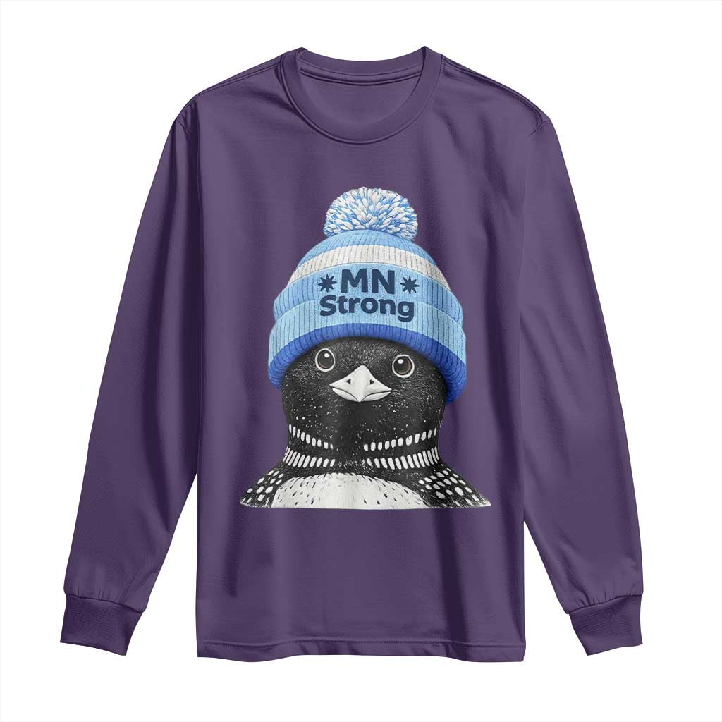 MN Strong Winter Loon with Blue Beanie Long Sleeve Shirt Stand with Minnesota Justice Protest TS02 Purple Print Your Wear