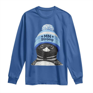 MN Strong Winter Loon with Blue Beanie Long Sleeve Shirt Stand with Minnesota Justice Protest TS02 Royal Blue Print Your Wear
