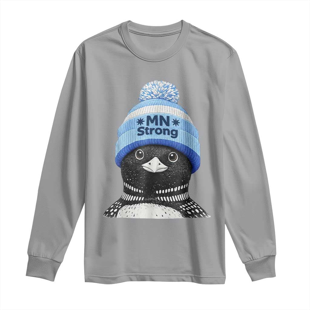 MN Strong Winter Loon with Blue Beanie Long Sleeve Shirt Stand with Minnesota Justice Protest TS02 Sport Gray Print Your Wear