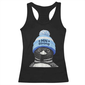 MN Strong Winter Loon with Blue Beanie Racerback Tank Top Stand with Minnesota Justice Protest TS02 Black Print Your Wear