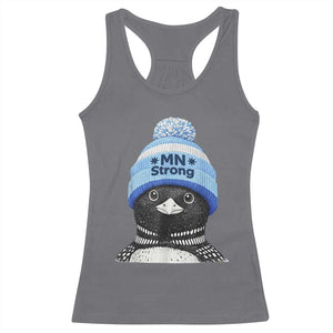 MN Strong Winter Loon with Blue Beanie Racerback Tank Top Stand with Minnesota Justice Protest TS02 Charcoal Print Your Wear