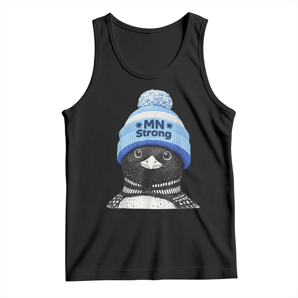MN Strong Winter Loon with Blue Beanie Tank Top Stand with Minnesota Justice Protest TS02 Black Print Your Wear