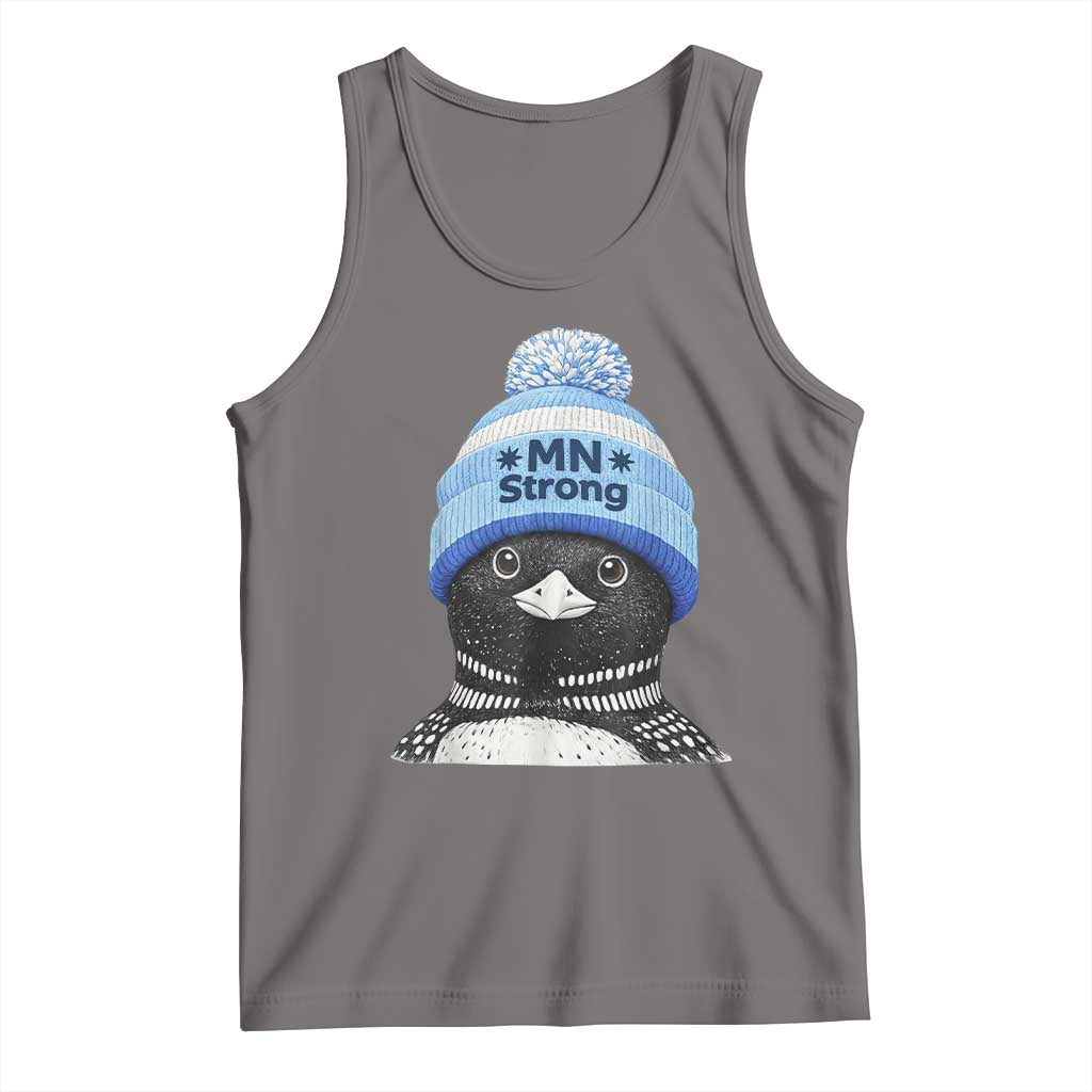 MN Strong Winter Loon with Blue Beanie Tank Top Stand with Minnesota Justice Protest TS02 Deep Heather Print Your Wear