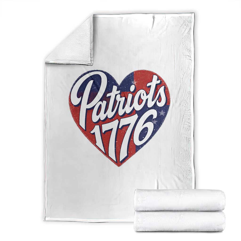 Patriots 1776 Red and Blue Heart Throw Blanket Classic Patriotic Sports Fan Style TS02 White Print Your Wear